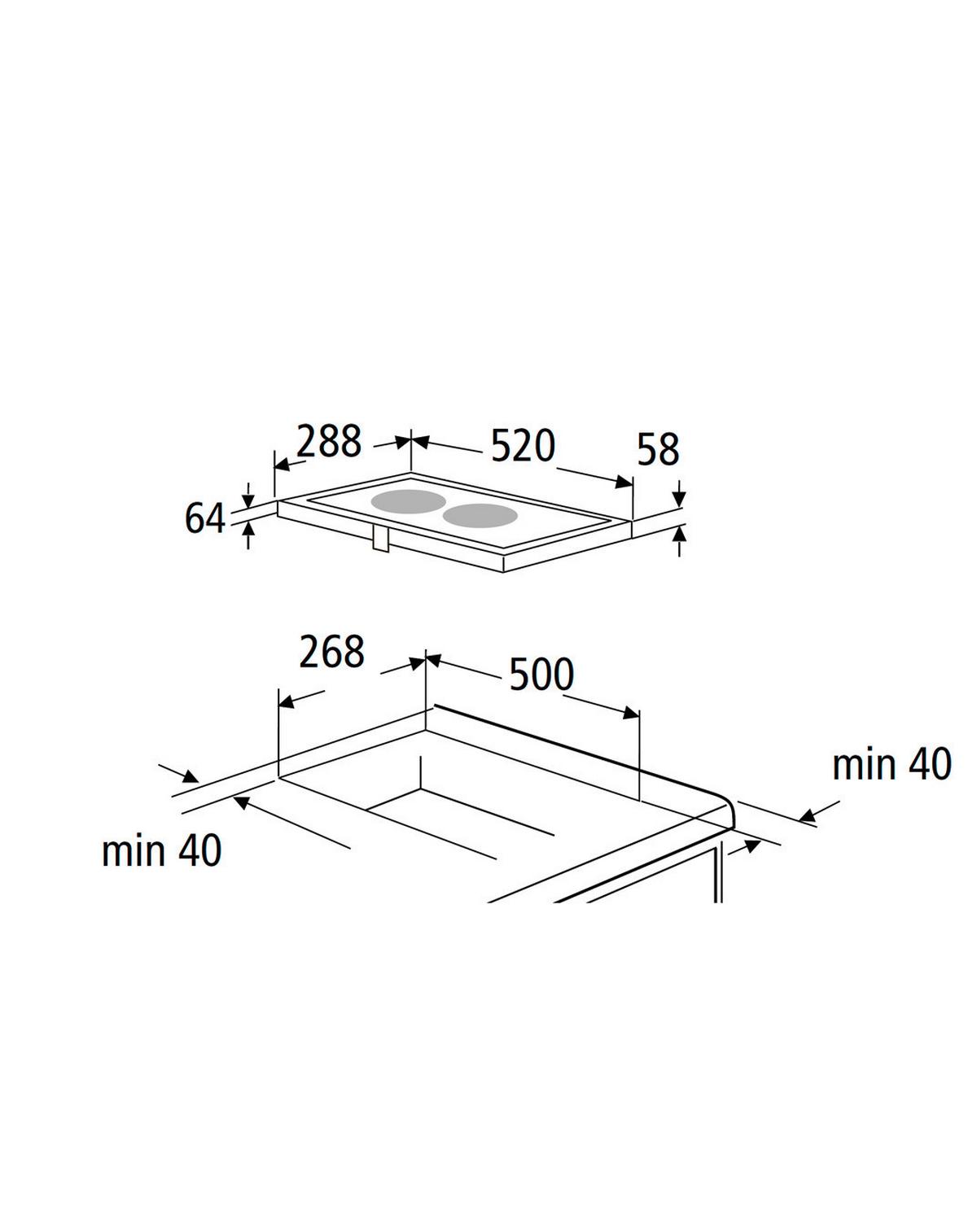 Glaskeramikkochfeld EB-DCF-2X Schwarz - Schwarz, Trend, Glas/Metall (28,8/6,4/52cm) - PKM