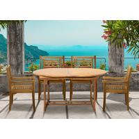 Gartentischgruppe 5-tlg. Naturfarben Akazienholz - Naturfarben, Natur, Holz - Gardenson
