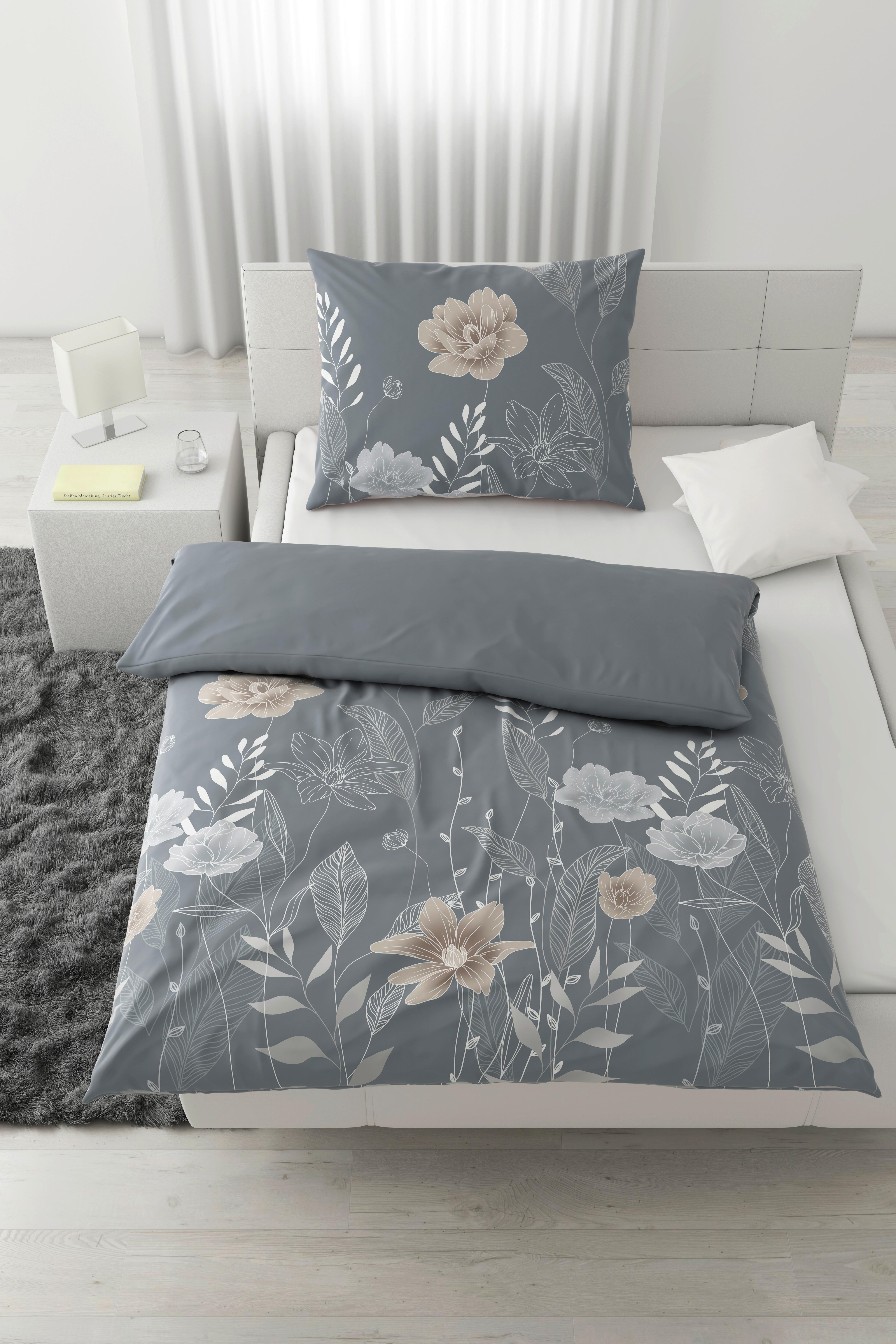 Lenjerie de pat Nala, cca. 50x70/140x200cm - gri, Romantik / Landhaus, textil (140/200cm) - Mömax