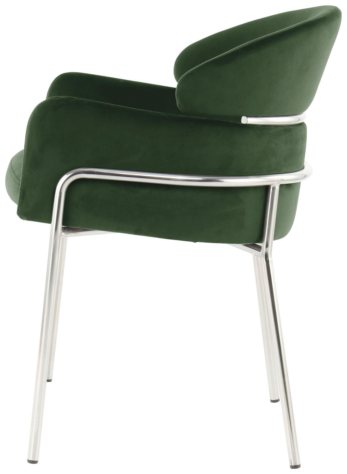 Karosszék Elva 100 - ezüstszínű/zöld, Modern, textil/fém (58/79/57cm) - Kayoom