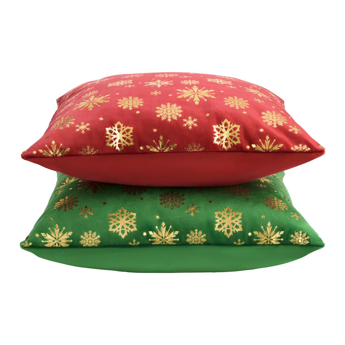 Díszpárna Snowflake 45/45 - piros/aranyszínű, textil (45/45cm) - Mömax