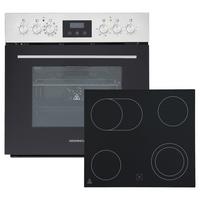 Herdset HS3001-19 Schwarz/Edelstahlfarben - Edelstahlfarben/Schwarz, Trend, Glas/Kunststoff (59,5/59,5/57,5cm) - Respekta