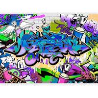 Fototapeta Graffiti, 350x245cm - vijolična/modra, Trendi, tekstil (350/245cm) - artgeist