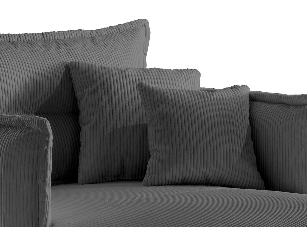 Relaxsessel Lava Grau Cord - Schwarz/Grau, MODERN, Textil/Metall (111/101/167cm) - Livetastic