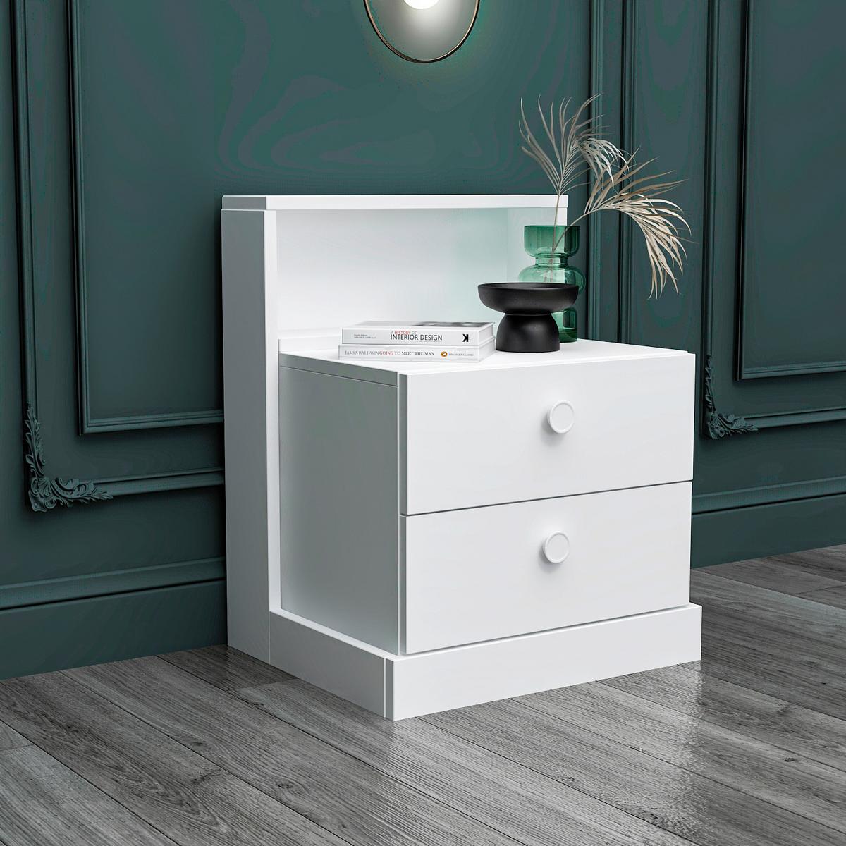 NACHTTISCH LIFE NACHTTISCH - Weiss, Design, Holzwerkstoff (49/62/42cm) - Livetastic