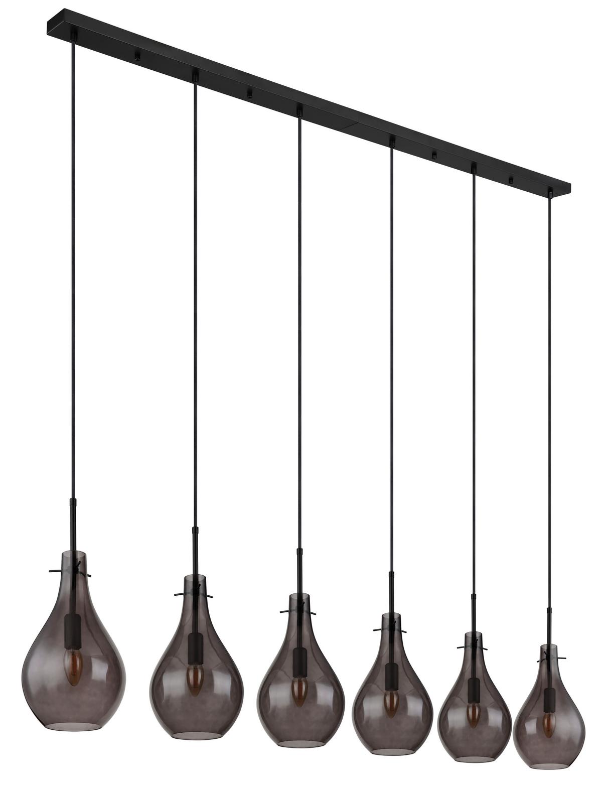 Hängeleuchte Oskus Schwarz max. 40 Watt - Schwarz, Design, Glas/Metall (140/18/120cm) - Globo