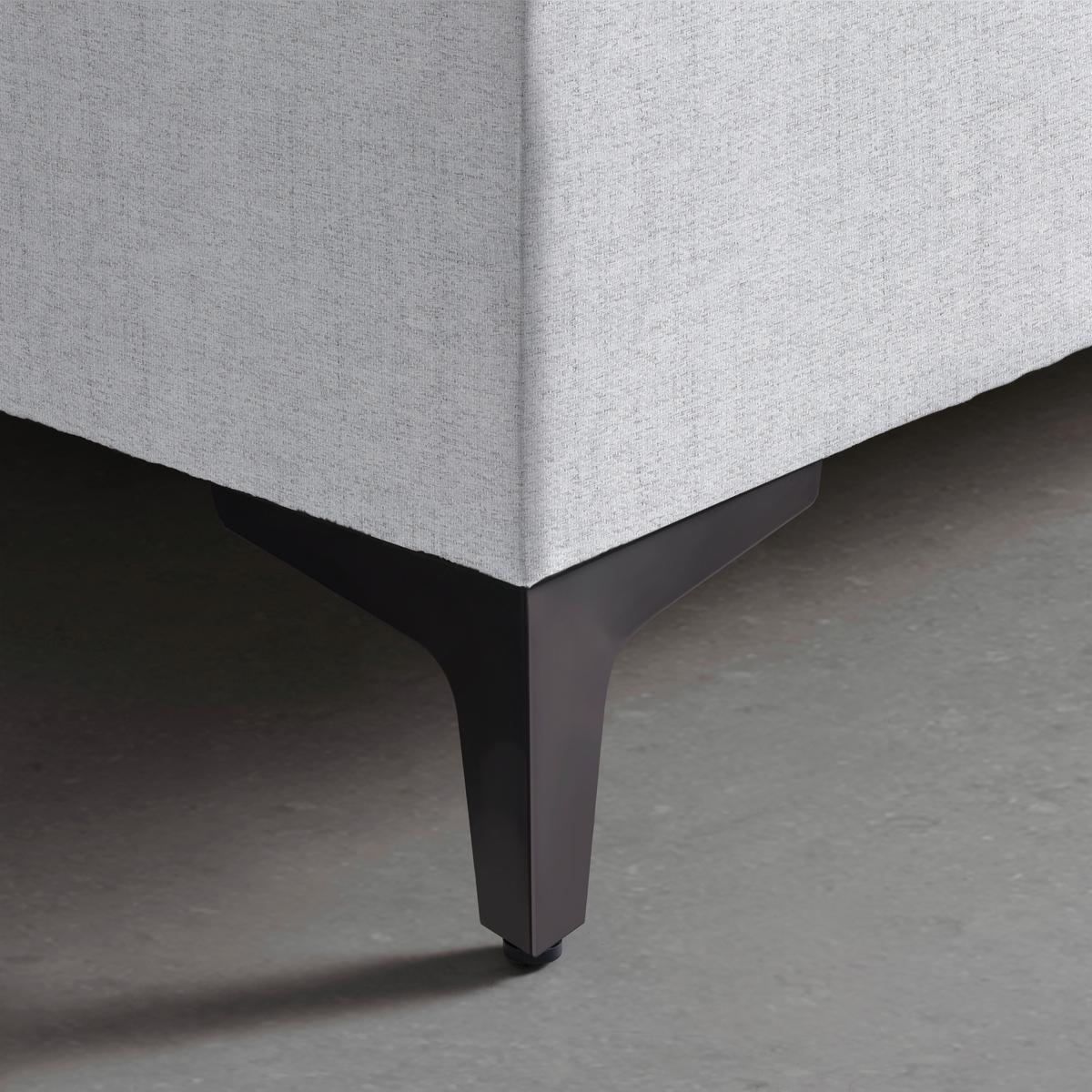 Boxspringbett Bari Hellgrau ca. 200x200cm - Hellgrau/Schwarz, KONVENTIONELL, Textil/Metall (200/200cm) - Based