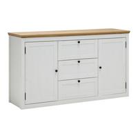 Sideboard Korsika Eichefarben/Weiß - Eichefarben/Schwarz, ROMANTIK / LANDHAUS, Holzwerkstoff/Metall (150/85/43cm) - Mömax