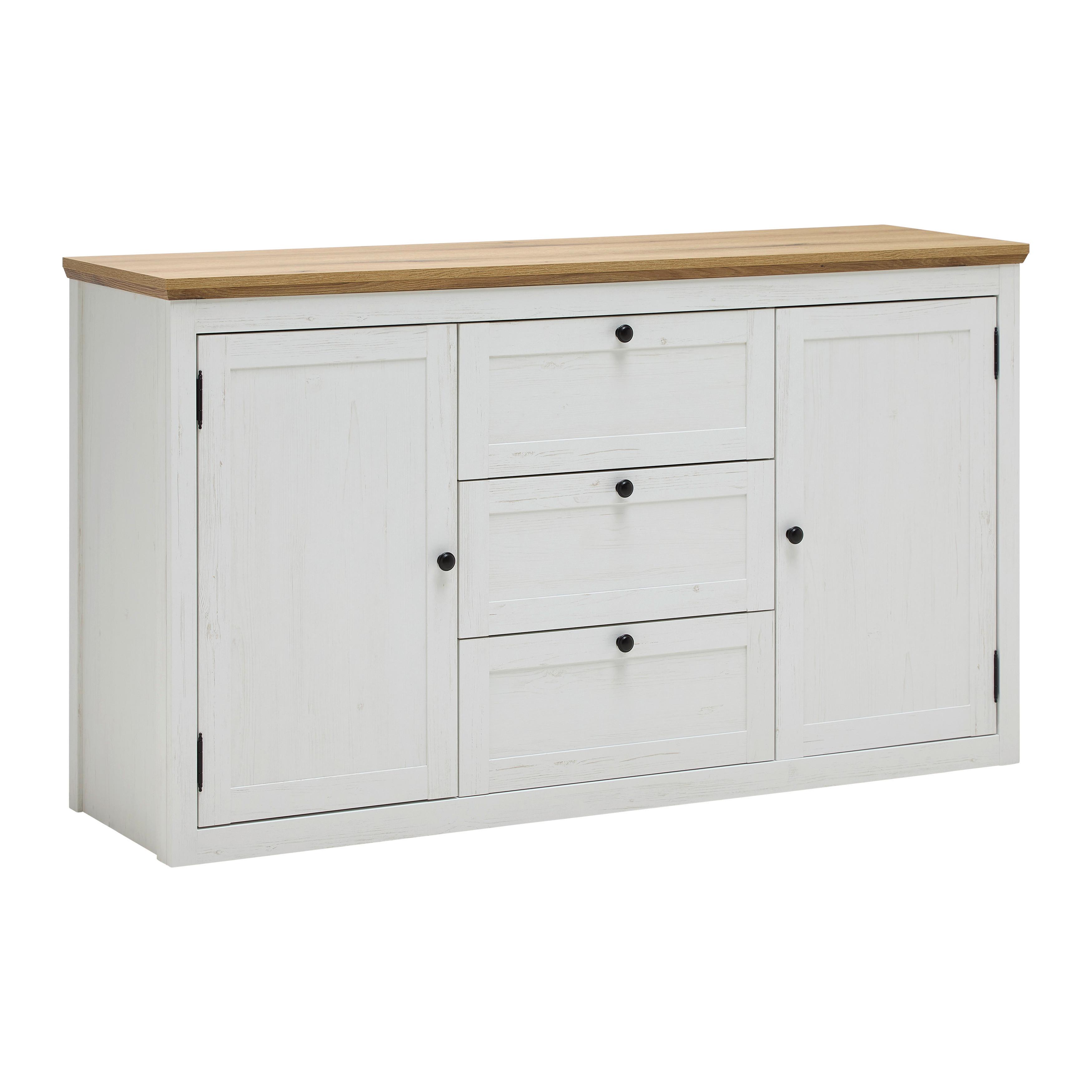 SIDEBOARD KORSIKA -EXKLUSIV- - vit/svart, Romantik / Lanthus, metall/trämaterial (150/85/43cm) - Mömax