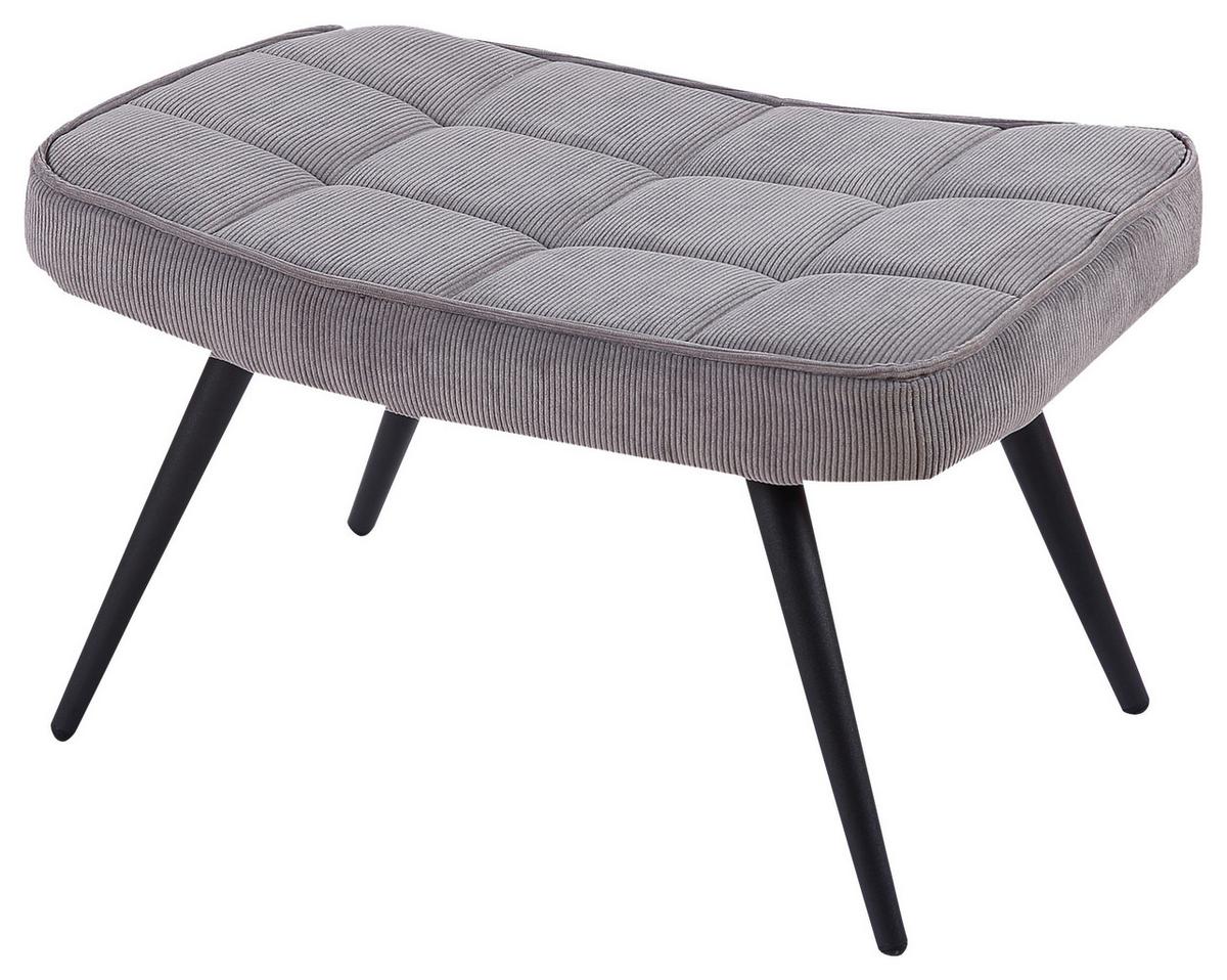 Hocker Uta Grau Cord - Schwarz/Grau, MODERN, Holzwerkstoff/Textil (41/39/59cm) - MID.YOU