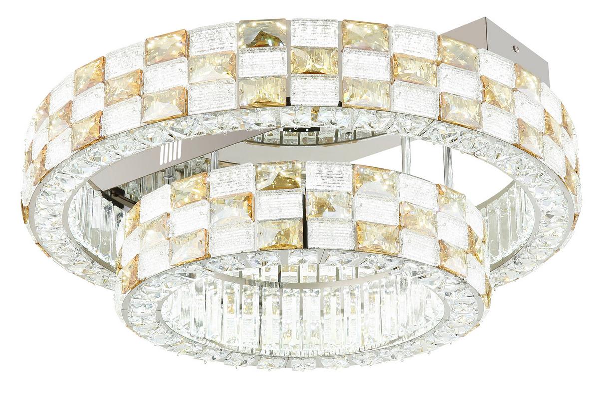 Led Stropna Svjetiljka Lidia - prozirno/boje kroma, Design, staklo/metal (61/24,5cm) - Globo