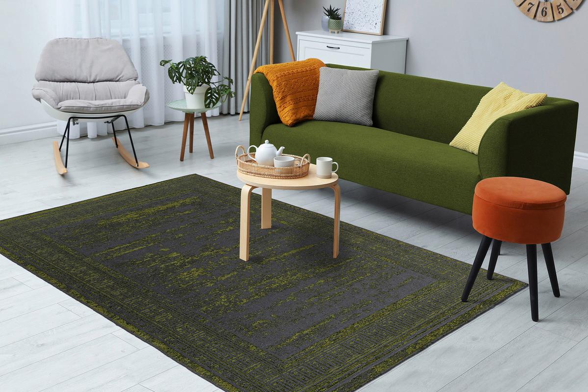 Flachwebeteppich Kalevi 300 - Grün, Konventionell, Textil (160/230cm) - Kayoom