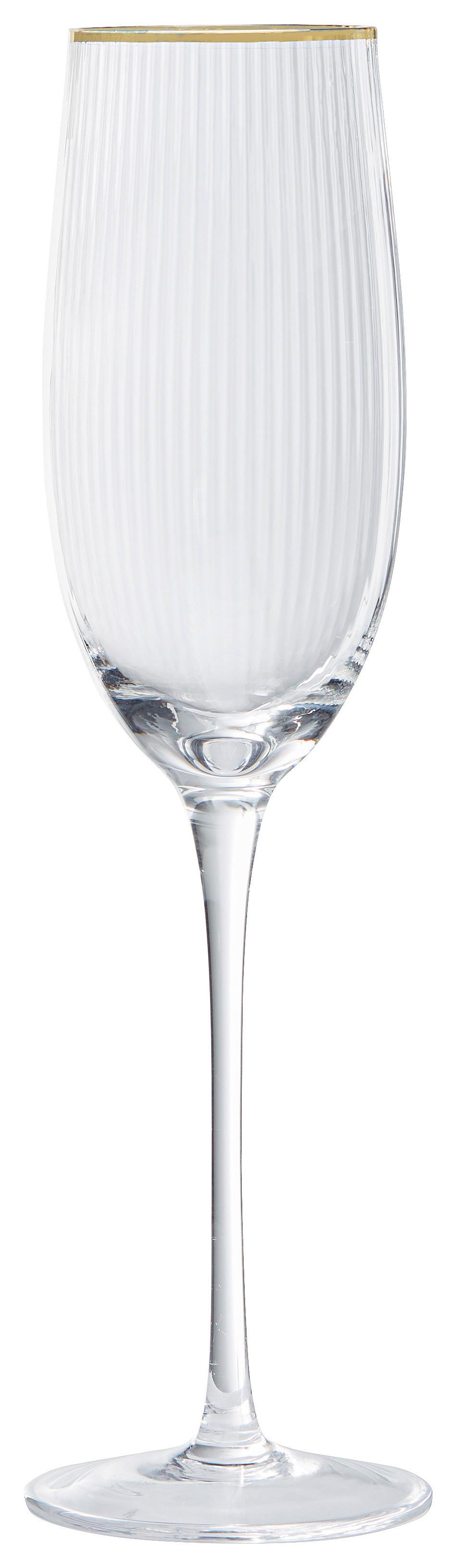 Sektglas Earth Tones Ca. 280ml - Klar/Goldfarben, Romantik / Landhaus, Glas (26,5cm) - Premium Living
