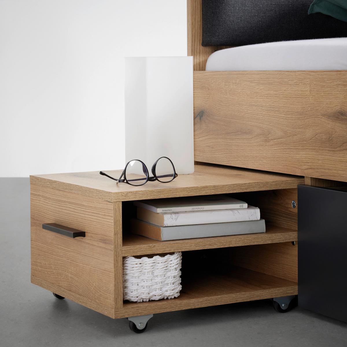 Bett Cadix Anthrazit/Eichefarben - Eichefarben/Anthrazit, KONVENTIONELL, Holzwerkstoff (140/200cm) - Mömax