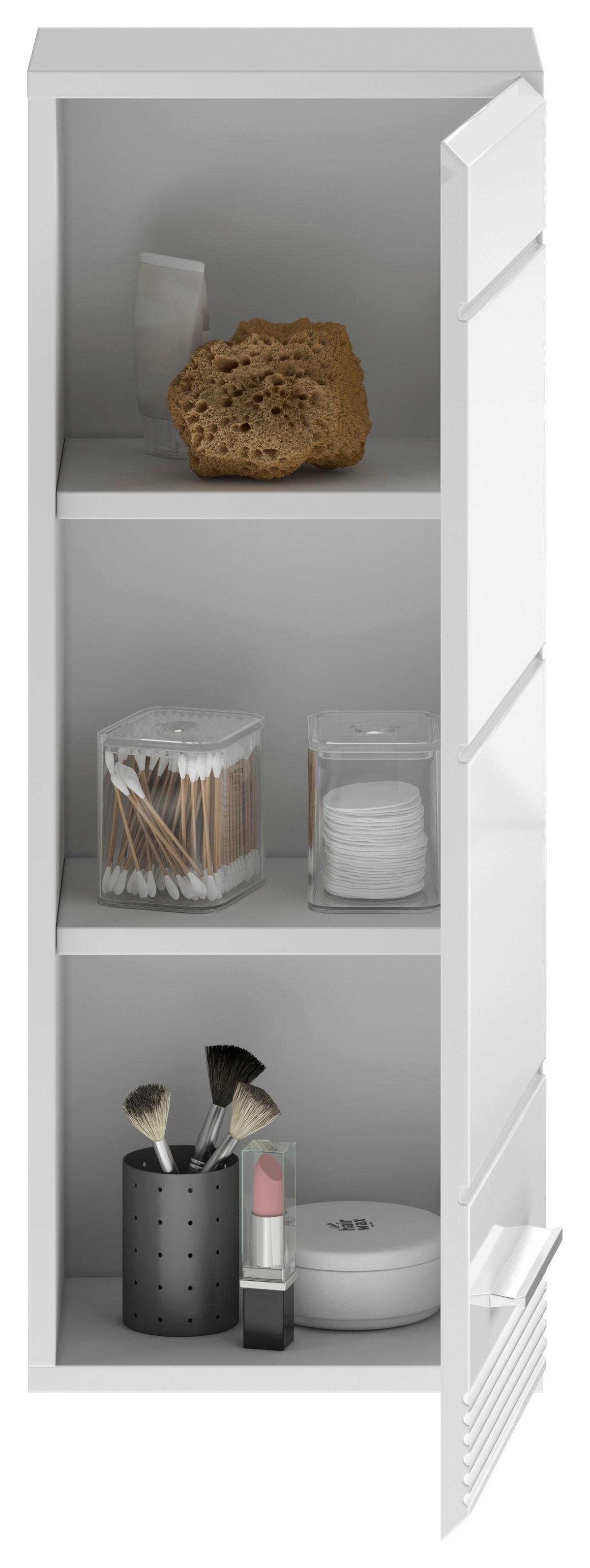 Hängeschrank Linus ca. 30x77 cm Weiß - Weiß Hochglanz/Weiß, MODERN, Holzwerkstoff/Kunststoff (30/77/23cm) - MID.YOU