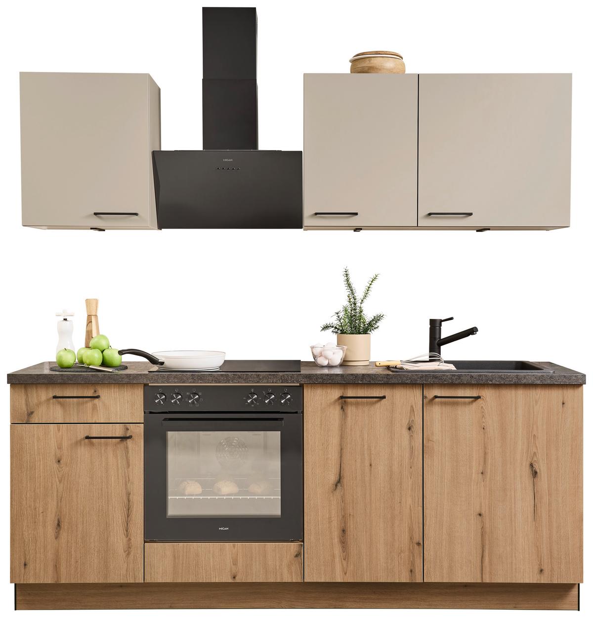 Küchenblock Plan/Win o. Geräte Eiche - Eichefarben/Creme, MODERN, Metall (215cm) - Express-Kuechen
