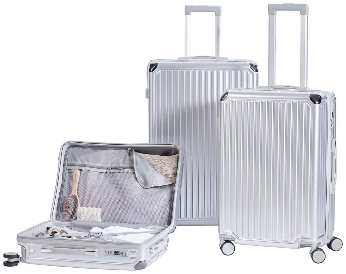 ZESTAW WALIZEK PODRÓŻNYCH LTS-18851 - kolor srebrny, Basics, tworzywo sztuczne/metal - Novel