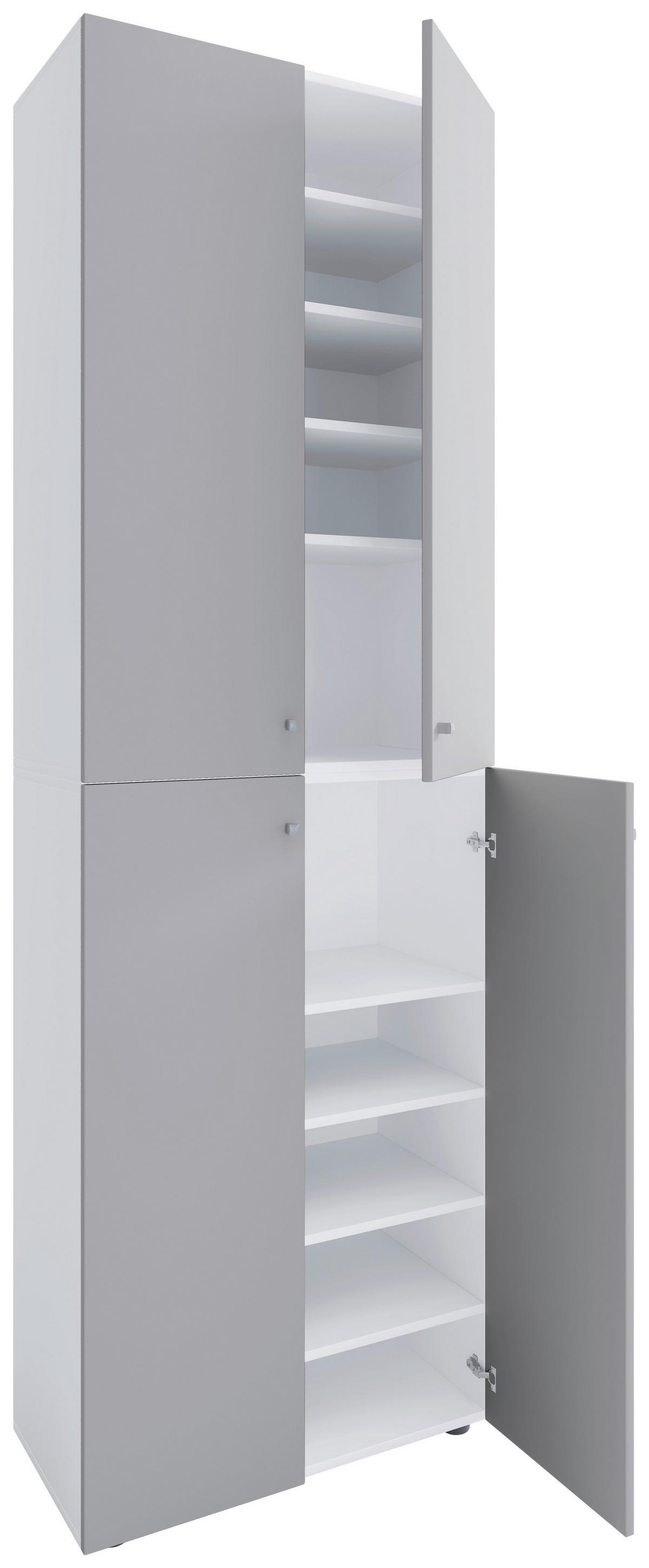 Schuhschrank LONA Grau/Weiß ca. 70x220x40 cm - Silberfarben/Schwarz, Design, Holzwerkstoff/Kunststoff (70/220/40cm) - MID.YOU