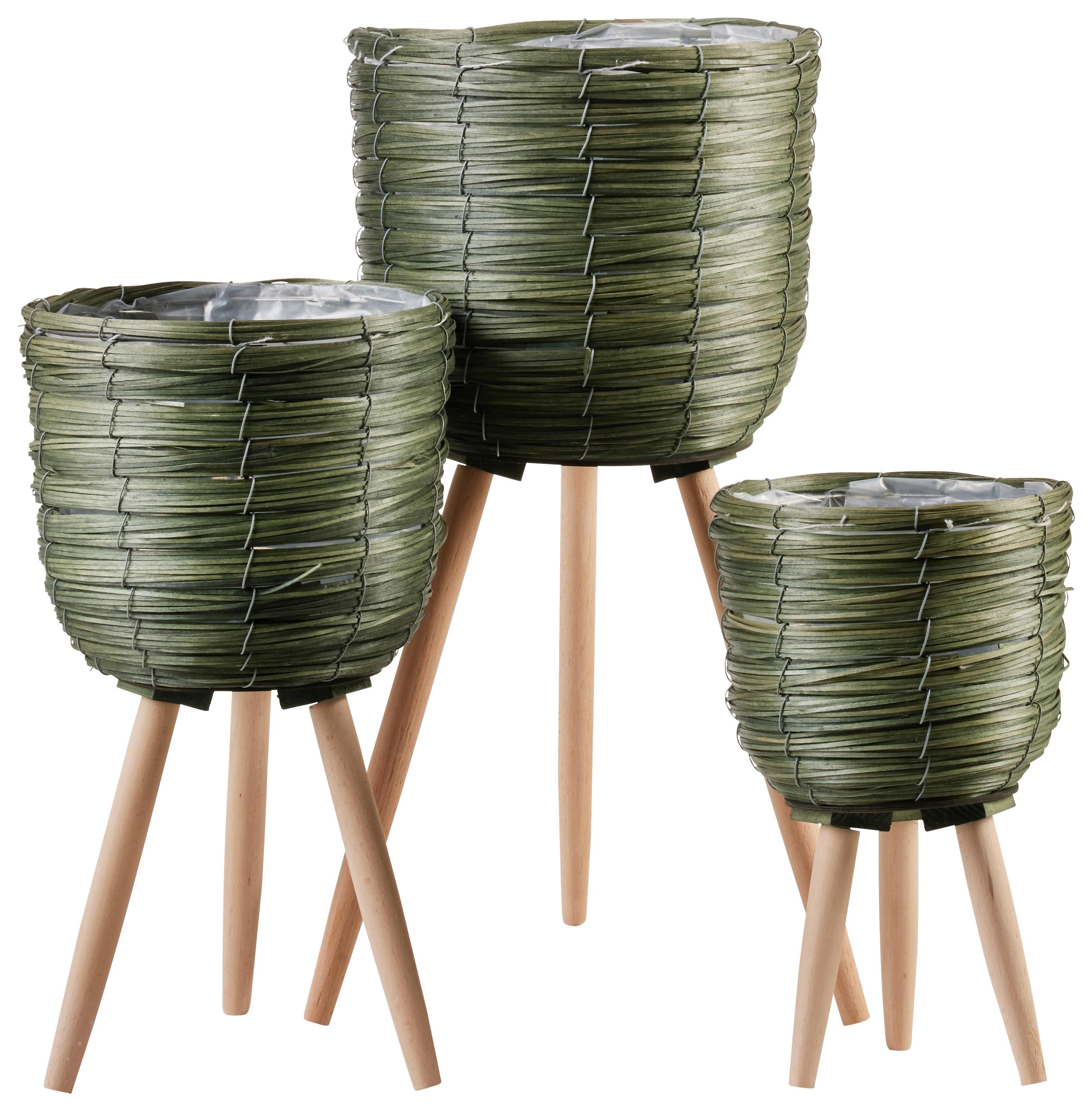 Cvetlični Lonček Jyoti I -Paz- - naravne barve/temno zelena, Basics, les (32/56cm) - Modern Living