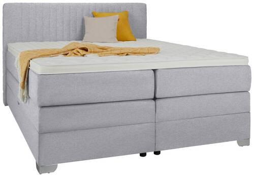 Boxspringbett Plura Hellgrau ca. 180x200cm - Chromfarben/Hellgrau, KONVENTIONELL, Holz/Holzwerkstoff (180/200cm) - Mömax