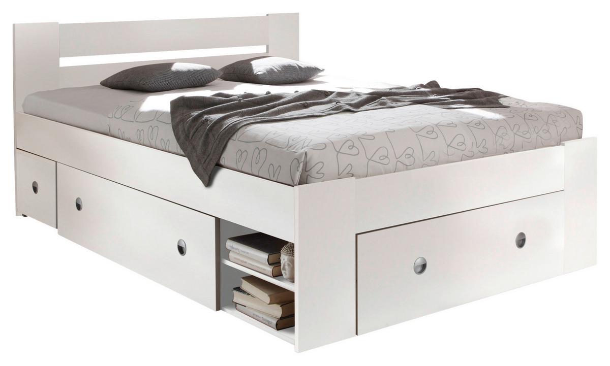 Posteljna Garnitura Stefan, S Predali, 140x200 - bela, Moderno, leseni material (140/200cm) - Boxxx