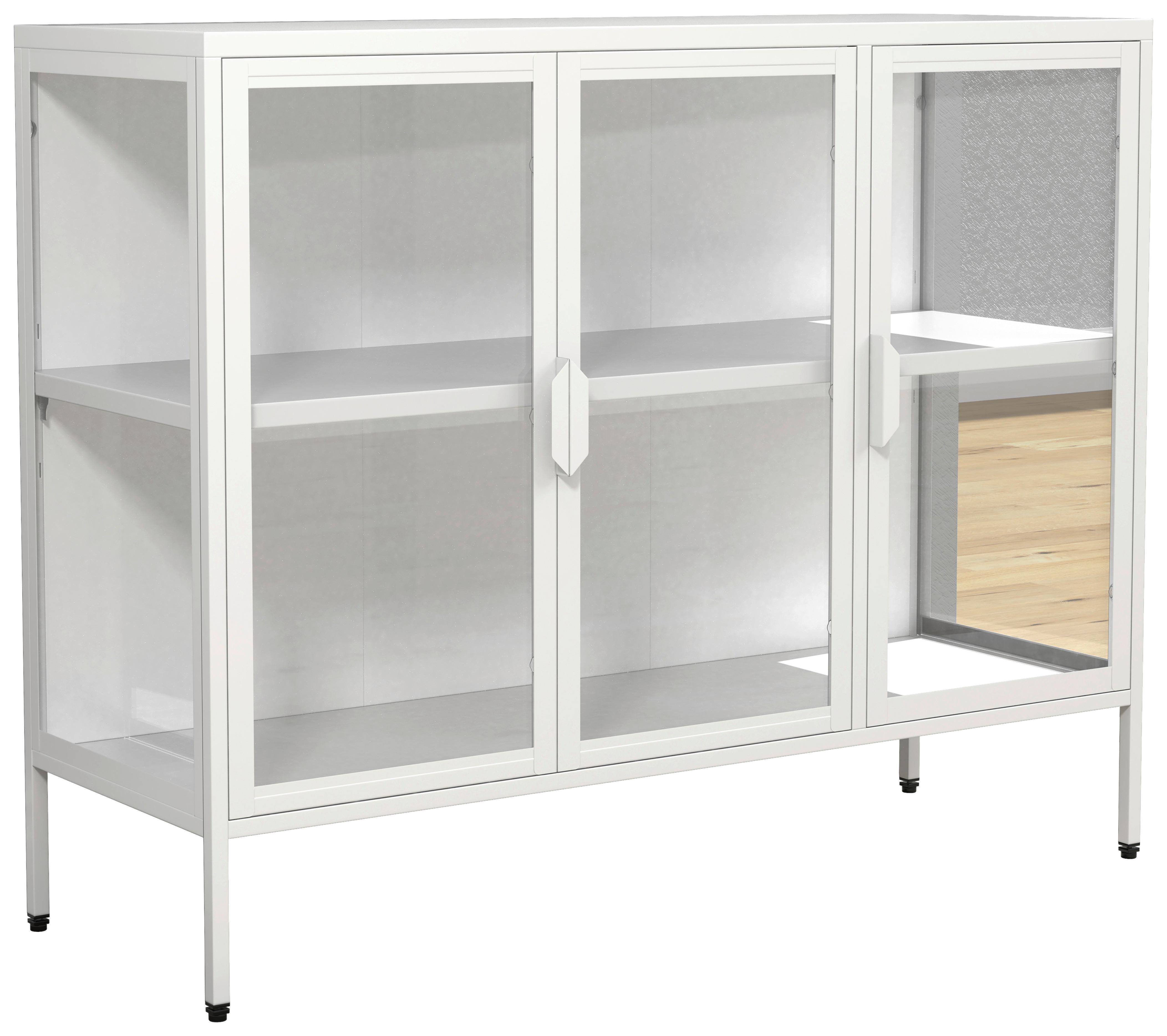 VITRINE FLOKA L - Weiss/Transparent, Design, Glas/Metall (110/80/35cm) - MID.YOU