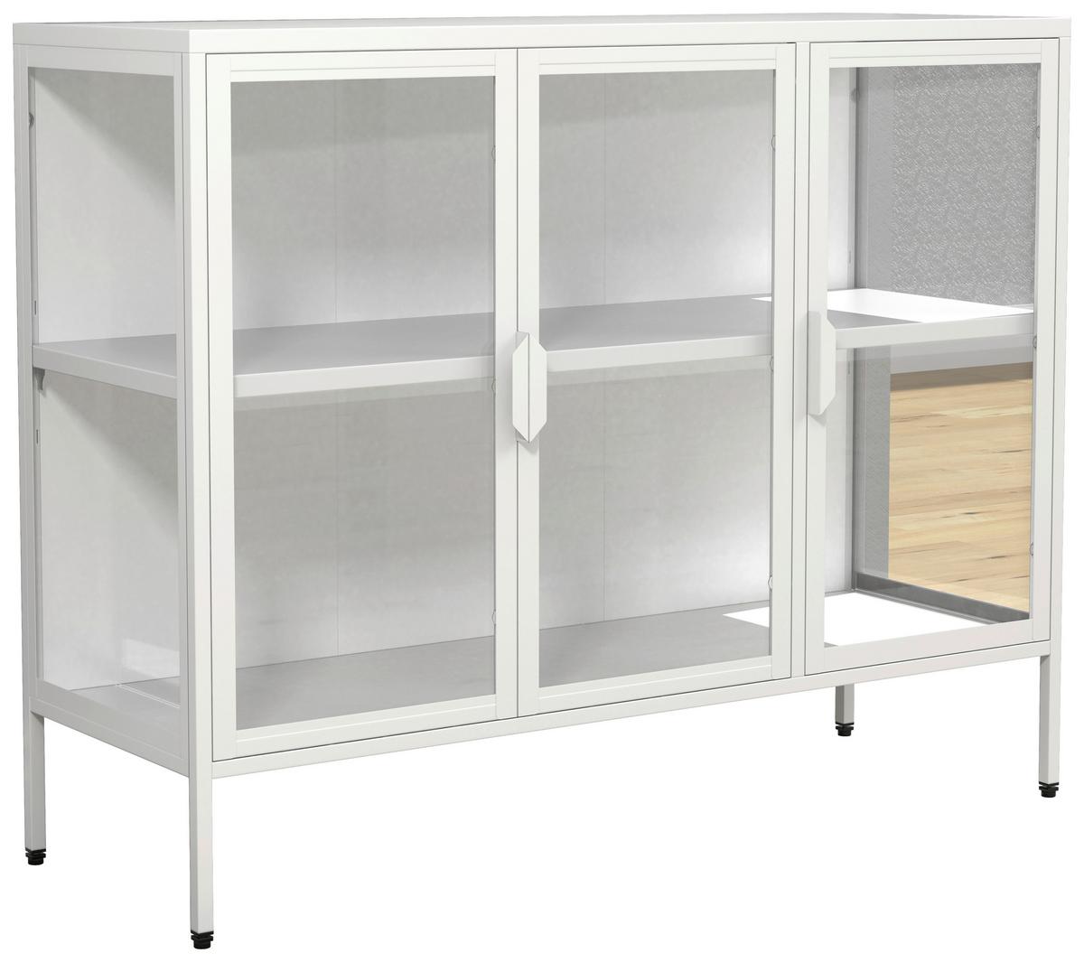 VITRINE FLOKA L - Weiss/Transparent, Design, Glas/Metall (110/80/35cm) - MID.YOU