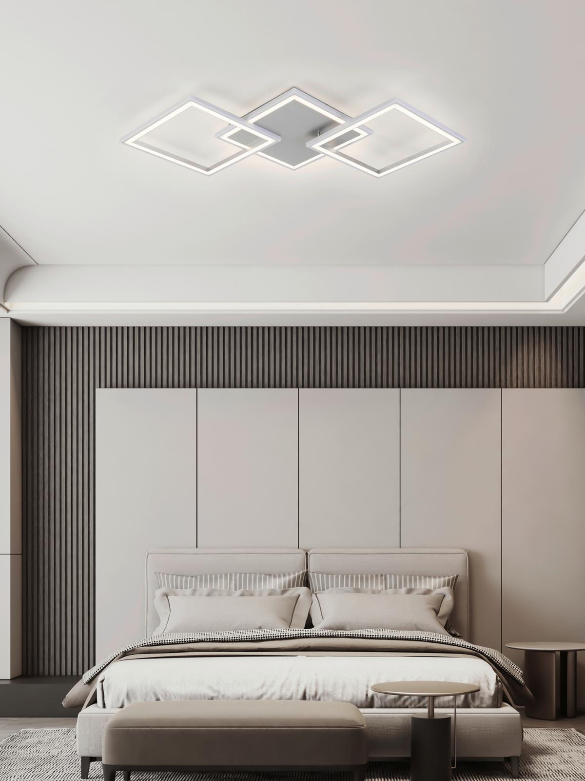 Led Mennyezeti Lámpa Qinton - alumíniumszínű, Romantik / Landhaus, műanyag/fém (95/44/7,3cm) - Premium Living