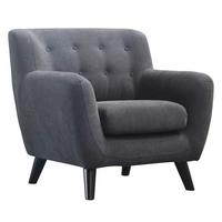 Naslanjač Monaco, Temno Siva, Mikrovlakna - temno siva/črna, Moderno, tekstil/les (87/82/85cm) - Modern Living