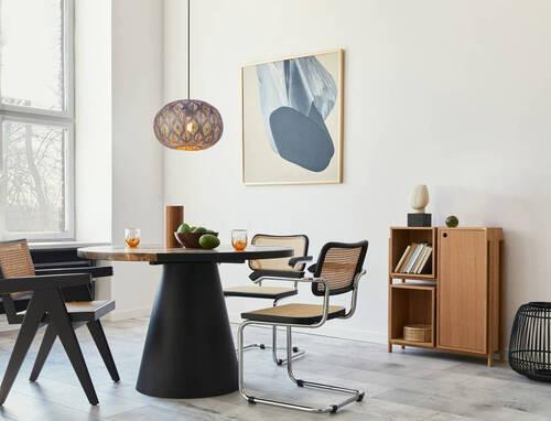 HÄNGELEUCHTE 15344S - Silberfarben/Schwarz, Trend, Kunststoff/Metall (30/120cm) - Globo
