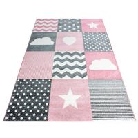 Otroška Preproga Kids, Siva/bela/roza, Ca. 80x150cm - pink/siva, Trend, tekstil (80/150cm) - Ben'n'jen