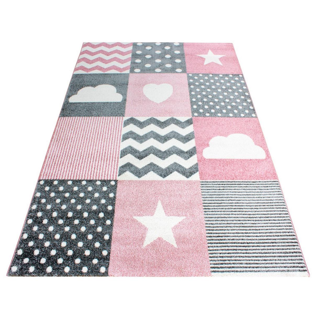 Otroška Preproga Kids, Siva/bela/roza, Ca. 80x150cm - pink/siva, Trend, tekstil (80/150cm) - Ben'n'jen