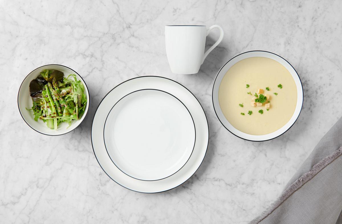 SERWIS OBIADOWO-ŚNIADANIOWY OSLO - czarny/biały, Design, ceramika - Novel