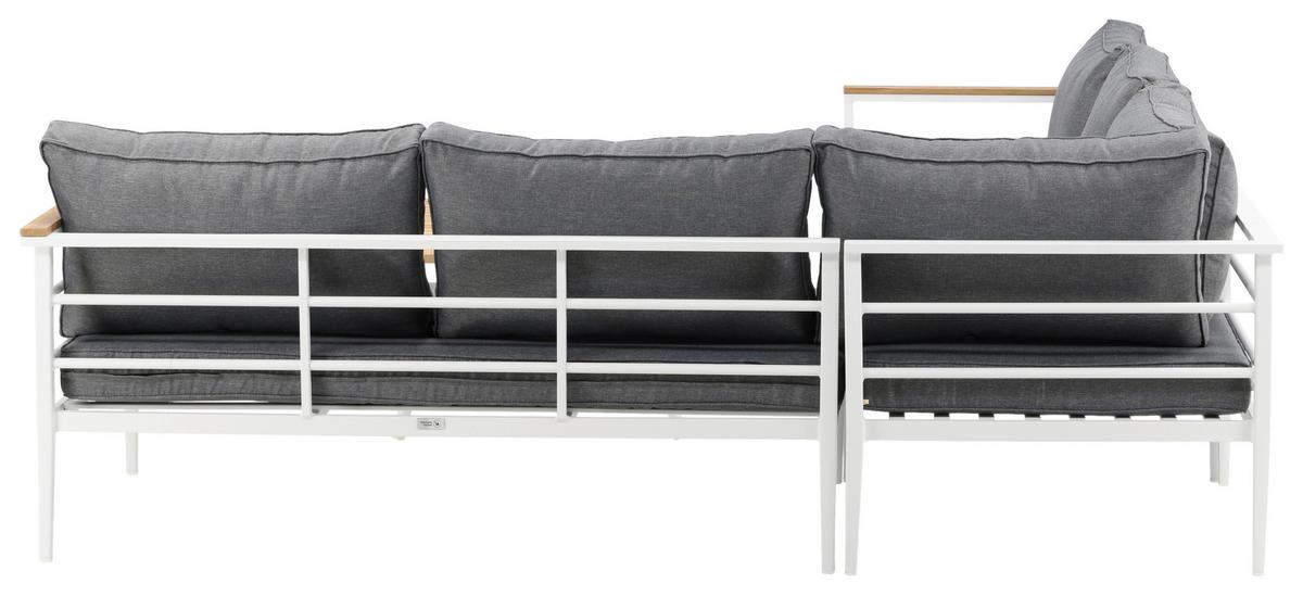 Loungegarnitur Mexico ca. 233x233 cm Alu Weiß/Teak - Weiß, KONVENTIONELL, Holz/Metall (233/233cm) - Gardenson