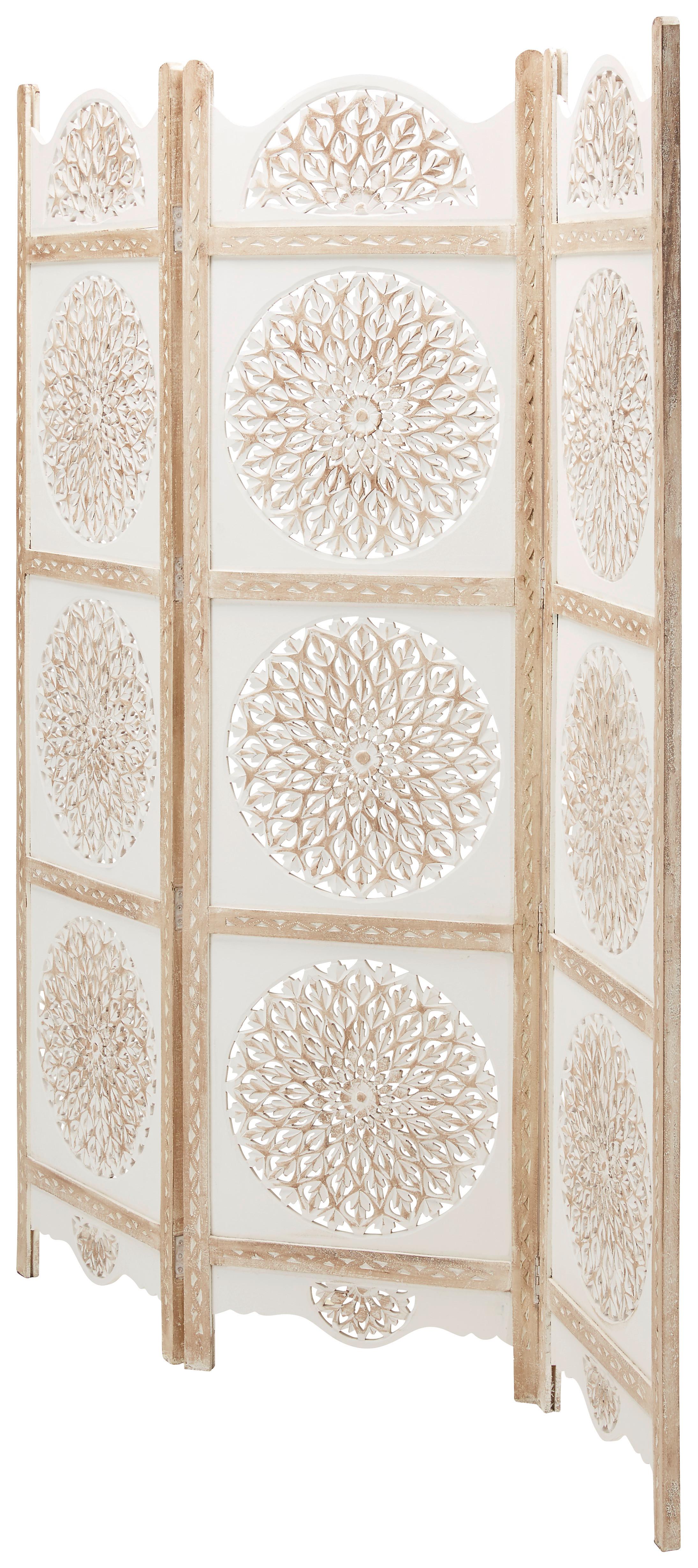 SKÄRMVÄGG DAVINDER - vit/brun, Romantik / Lanthus, trämaterial/trä (150/180/2cm) - Mömax
