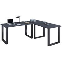 ECKSCHREIBTISCH LONA - Anthrazit/Silberfarben, Design, Holzwerkstoff/Metall (160/130/76cm) - MID.YOU