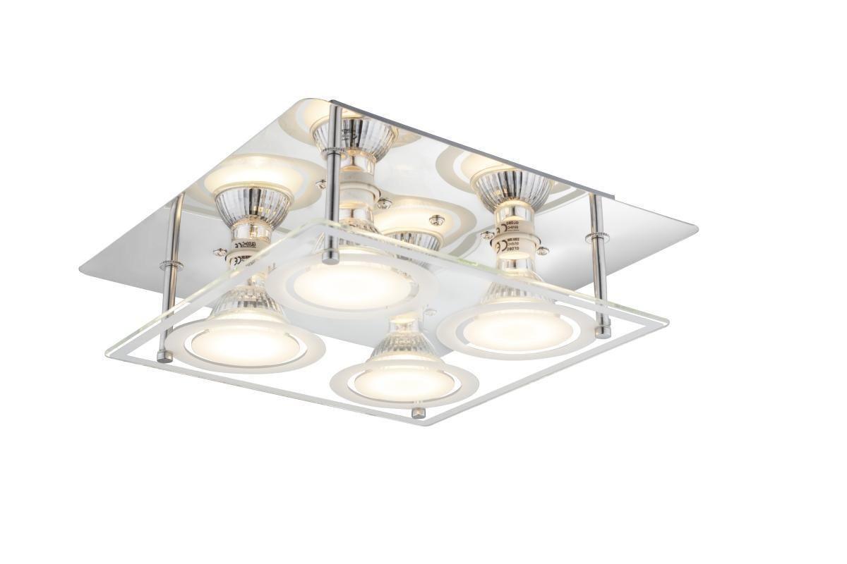 LED-Deckenleuchte Otto, max. 4x3 Watt - Glas/Metall (26/26/8,5cm)