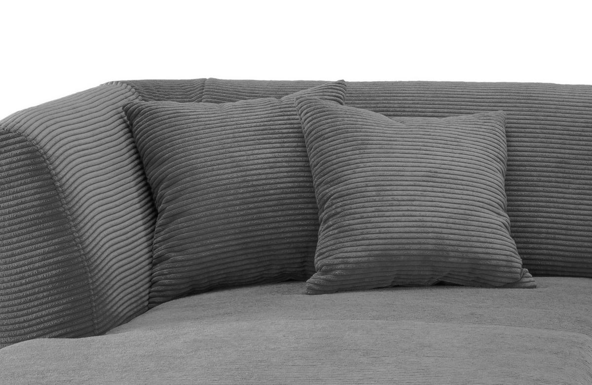 Wohnlandschaft Colori Grau Cord - Schwarz/Grau, MODERN, Holz/Textil (160/264cm) - MID.YOU