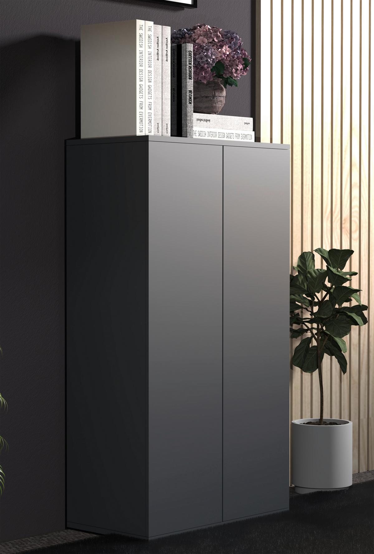 Kommode DALOSA Anthrazit ca. 60x108x32 cm - Anthrazit, MODERN, Holzwerkstoff/Kunststoff (60/108/32cm) - MID.YOU