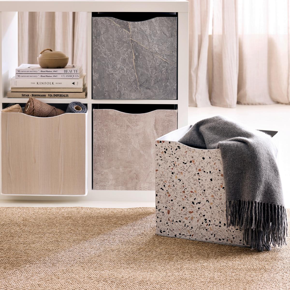 ZLOŽLJIV ZABOJ BETTY - siva, Konvencionalno, tekstil/leseni material (33/33/32cm) - Mömax