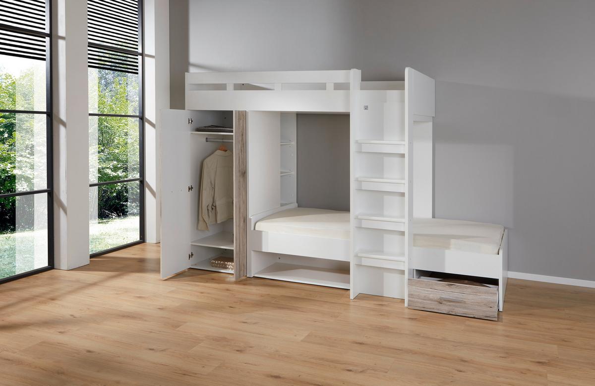 Pograd Maxi, Bela, 90x200cm - barve hrasta/bela, Konvencionalno, leseni material (269/180/115cm)