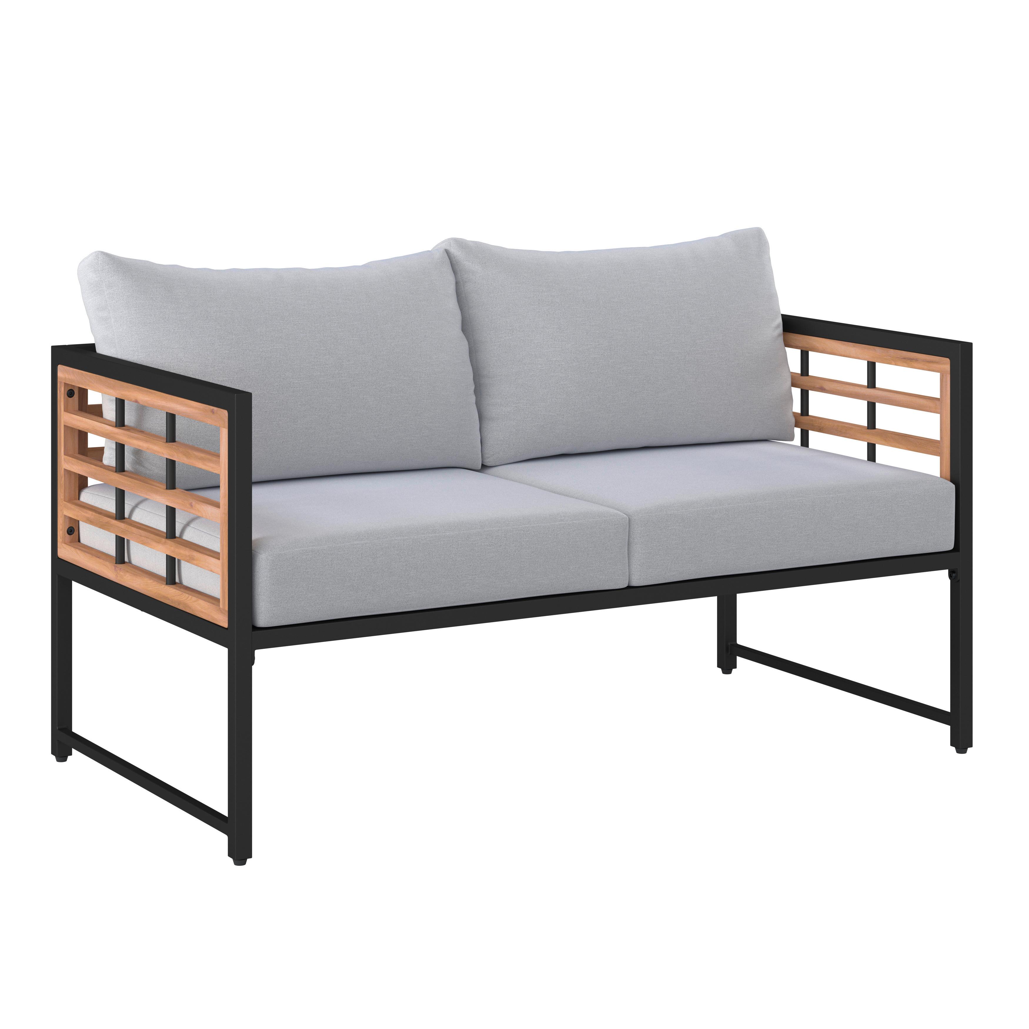 SOFA TARASOWA ARGOS - kolor naturalny/czarny, Modern, metal/drewno (125/67,5/63,5cm) - Ambia Garden