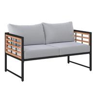 SOFA TARASOWA ARGOS - kolor naturalny/czarny, Modern, metal/drewno (125/67,5/63,5cm) - Ambia Garden
