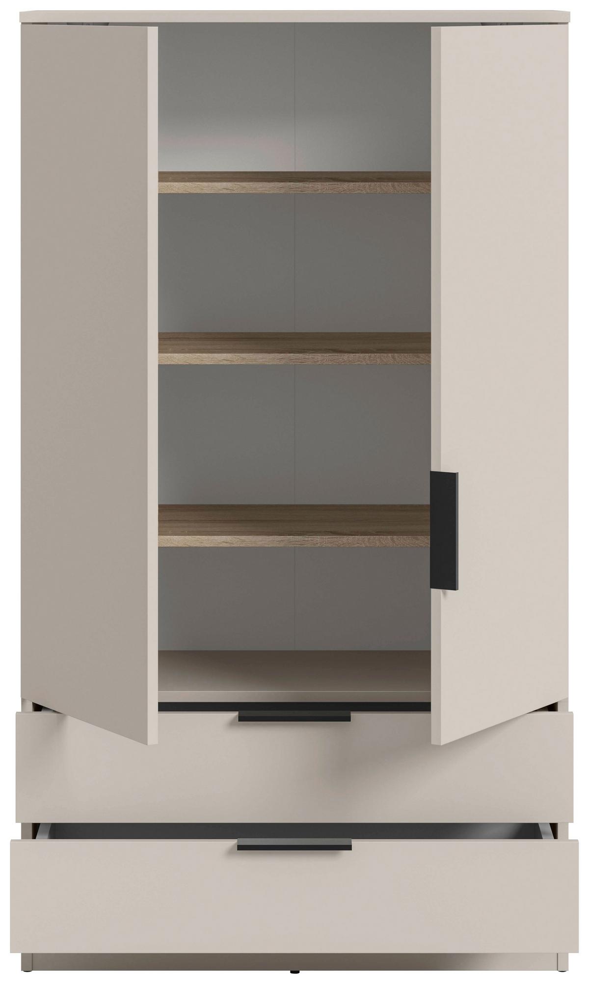 Drehtürenschrank KOPENHAGEN Kaschmir - Kaschmir/Schwarz, MODERN, Holzwerkstoff/Kunststoff (80/140/37cm) - Livetastic