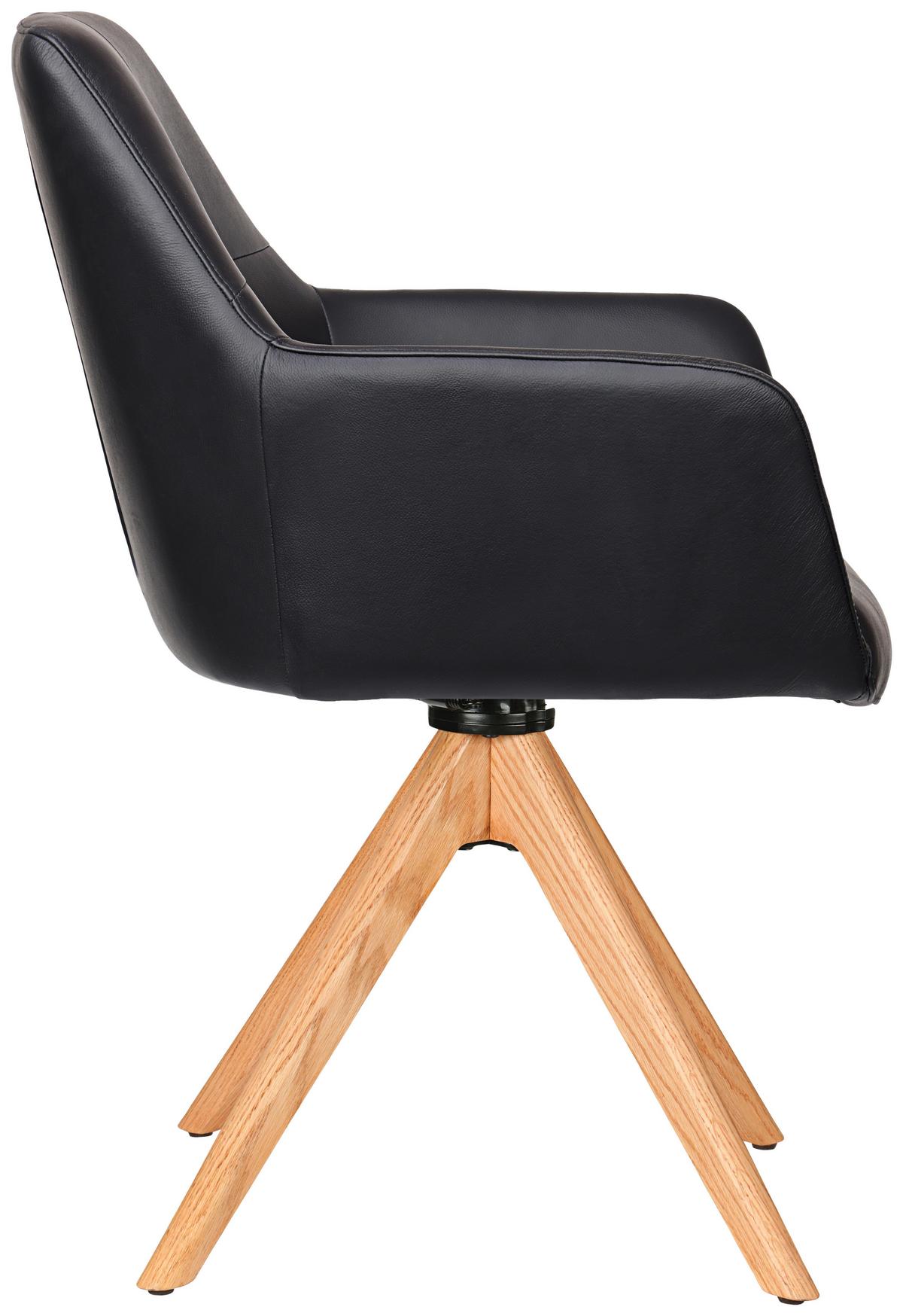 KRZESŁO Z PODŁOKIETNIKAMI MEDUSA -EXKLUSIV- - kolor dębowy/kolor naturalny, Konventionell, skóra/drewno (59,5/87,5/63cm) - Novel