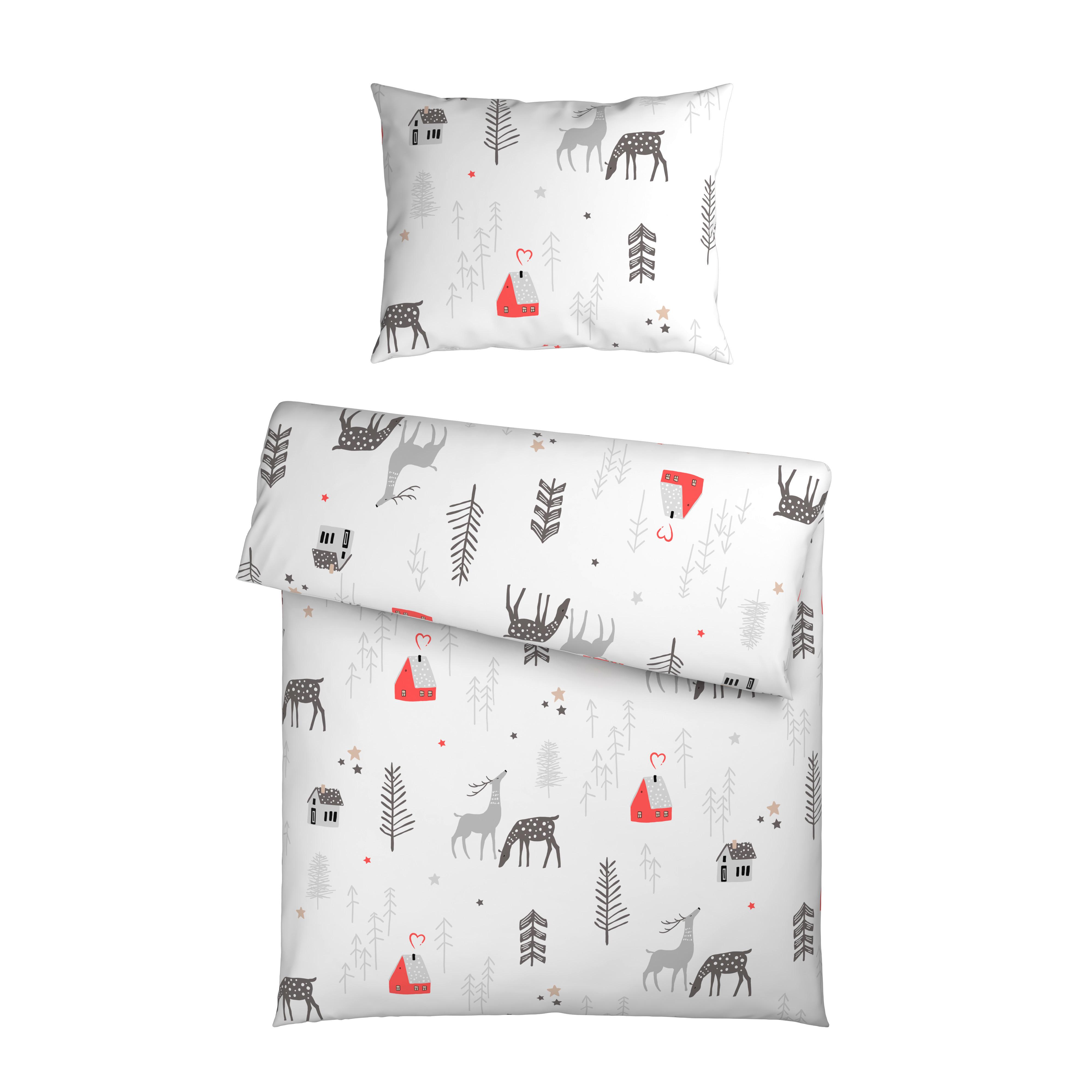 Bettwäsche Lotte Grau/Weiß/Rot ca. 140x200cm - Rot/Weiß, Textil (140/200cm) - Mömax