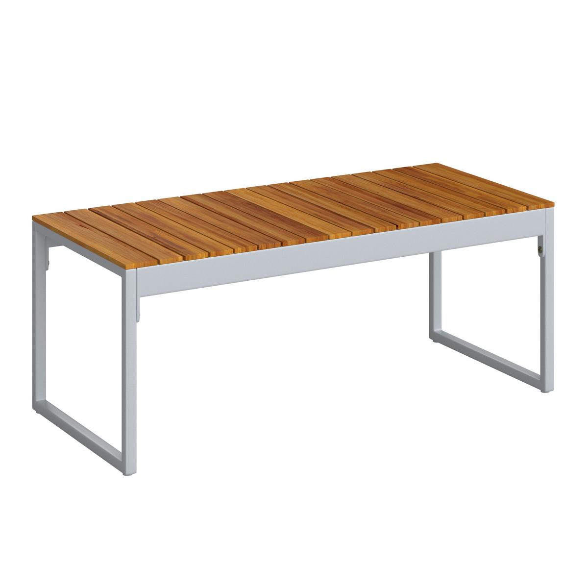 Loungegarnitur Ariella Hellgrau Outdoorstoff/Metall - Hellgrau/Akaziefarben, MODERN, Holz/Textil (160/88/65cm) - Bessagi Garden
