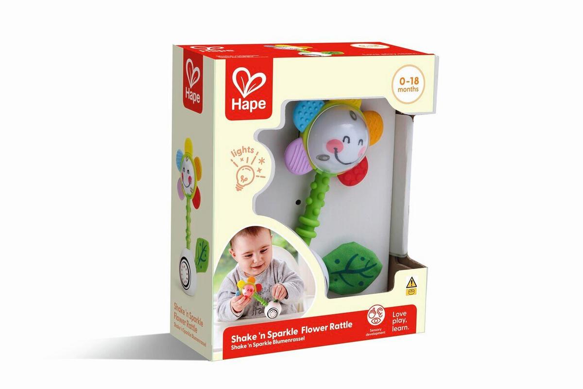 Csörgő Hape - többszínű, Basics, műanyag/textil (8,3/15,2/4,9cm) - Hape
