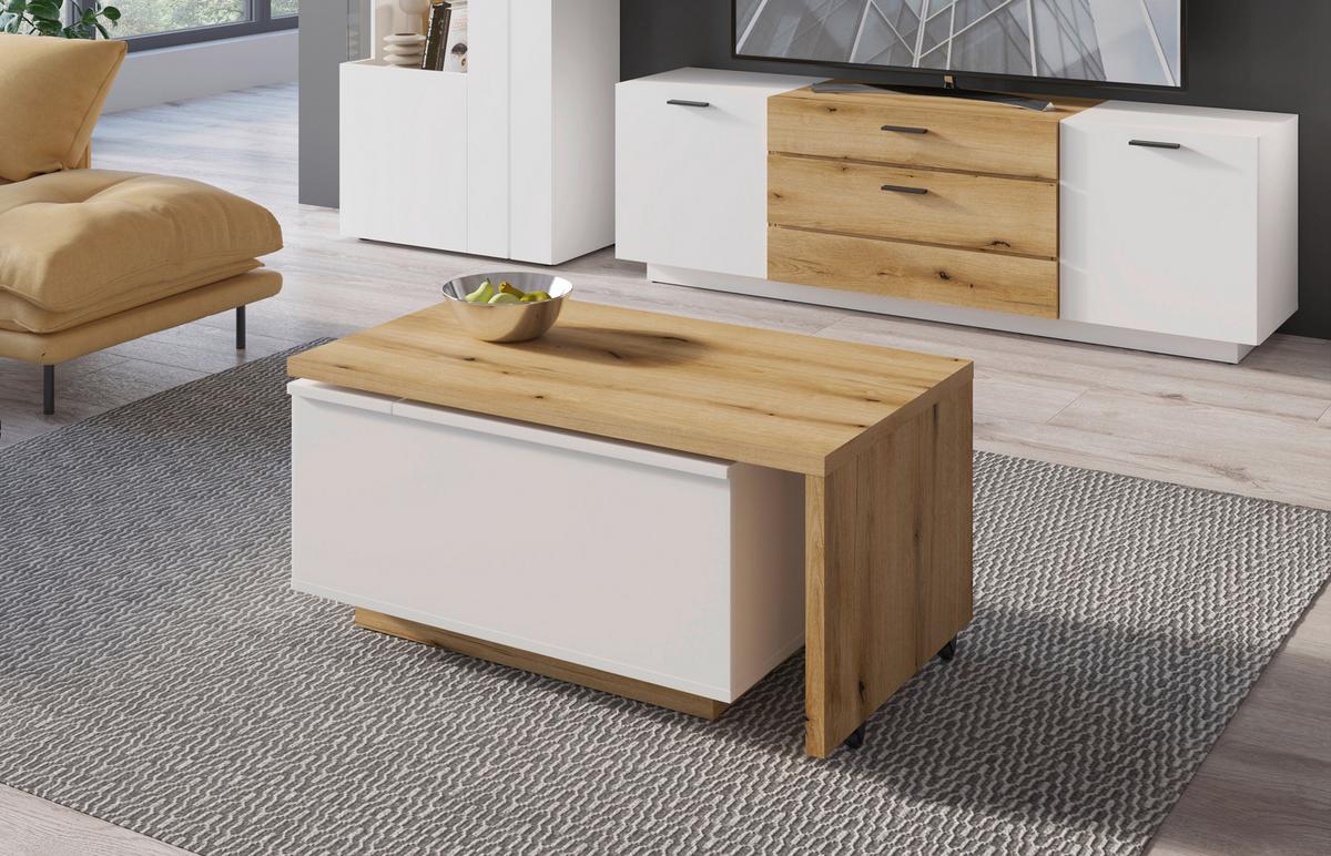 Stolić Dalano - bijela/boje hrasta, Trend, drvni materijal (95/45,3/54cm) - Modern Living