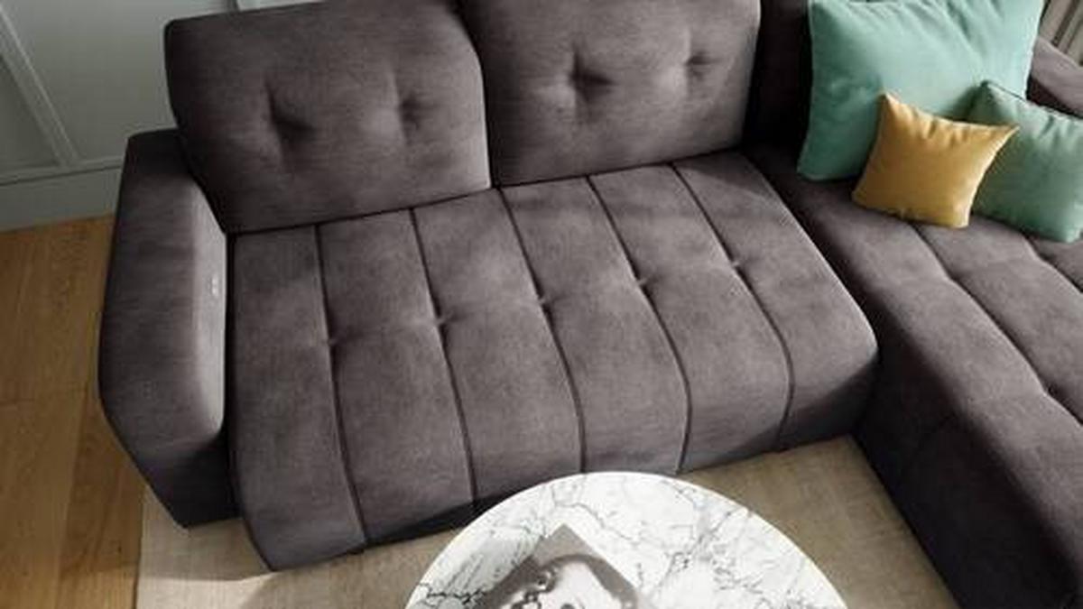 Wohnlandschaft Vicari Anthrazit Mikrofaser - Anthrazit/Schwarz, MODERN, Textil/Metall (185/292cm) - Livetastic